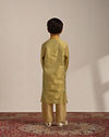 alt message - Manyavar Boys Boys Amber Yellow Floral Patterned Kurta Set image number 4