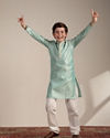 Manyavar Boys Boys Pastel Blue Diamond Patterned Kurta Set