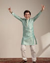 alt message - Manyavar Boys Boys Pastel Blue Diamond Patterned Kurta Set image number 2