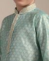 Manyavar Boys Boys Pastel Blue Diamond Patterned Kurta Set