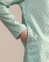 Boys Pastel Blue Diamond Patterned Kurta Set image number 3