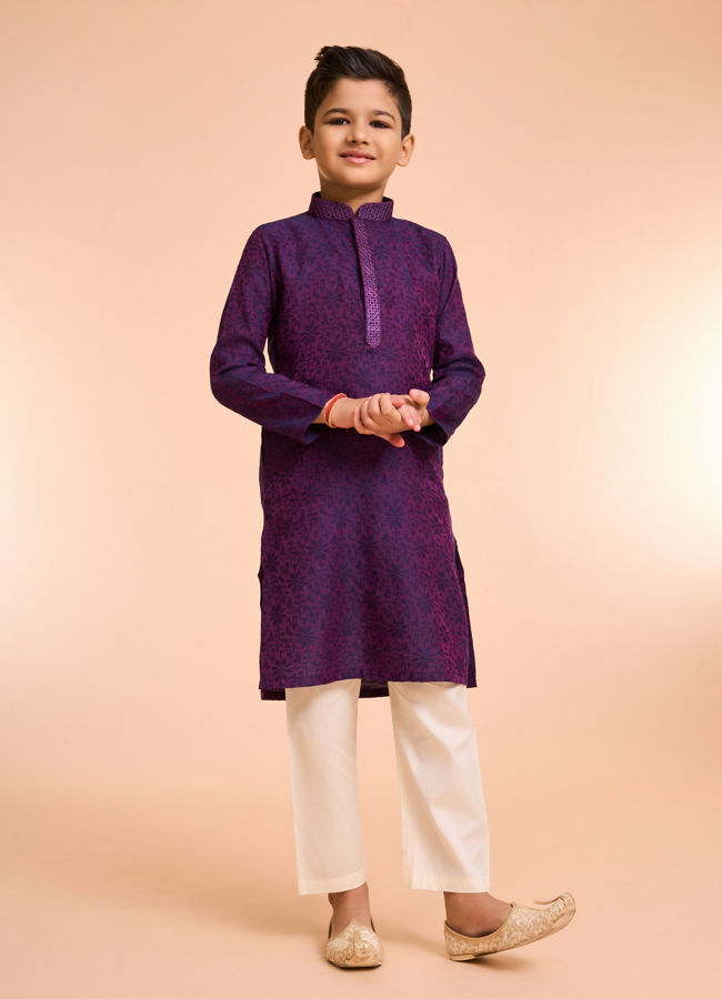 Manyavar Boys Purple Splendor Kurta Pajama