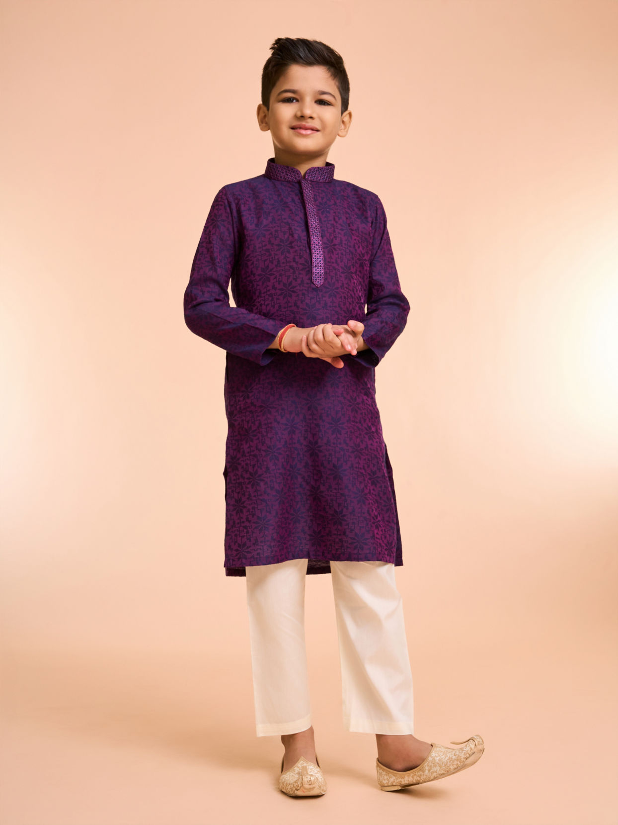 Manyavar Boys Purple Splendor Kurta Pajama
