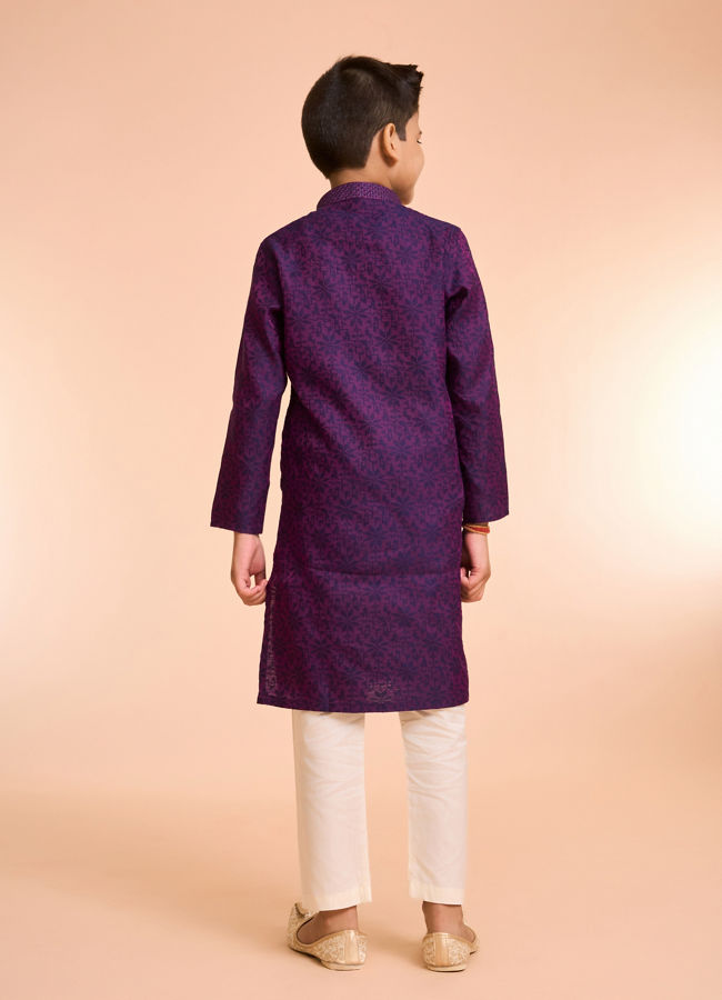Manyavar Boys Purple Splendor Kurta Pajama