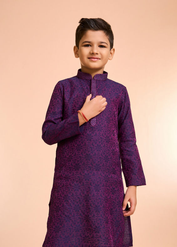 Manyavar Boys Purple Splendor Kurta Pajama