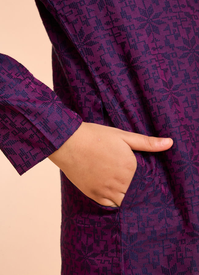 Manyavar Boys Purple Splendor Kurta Pajama