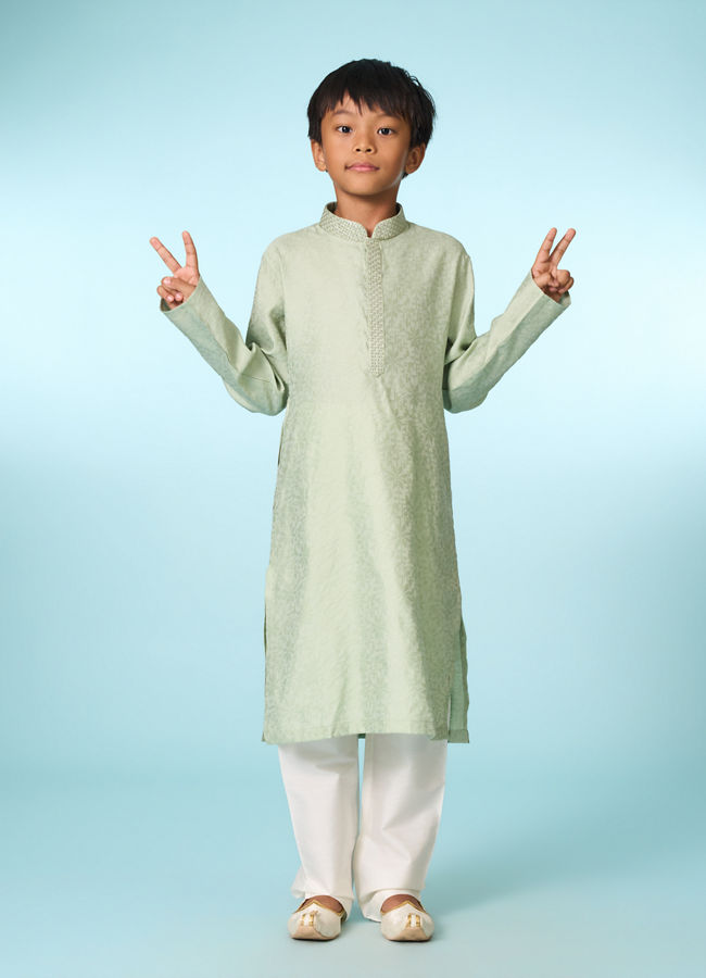 Manyavar Boys Radiant Green Kurta Pajama