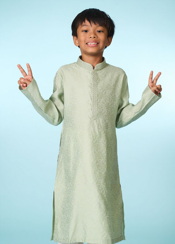 Manyavar Boys Radiant Green Kurta Pajama