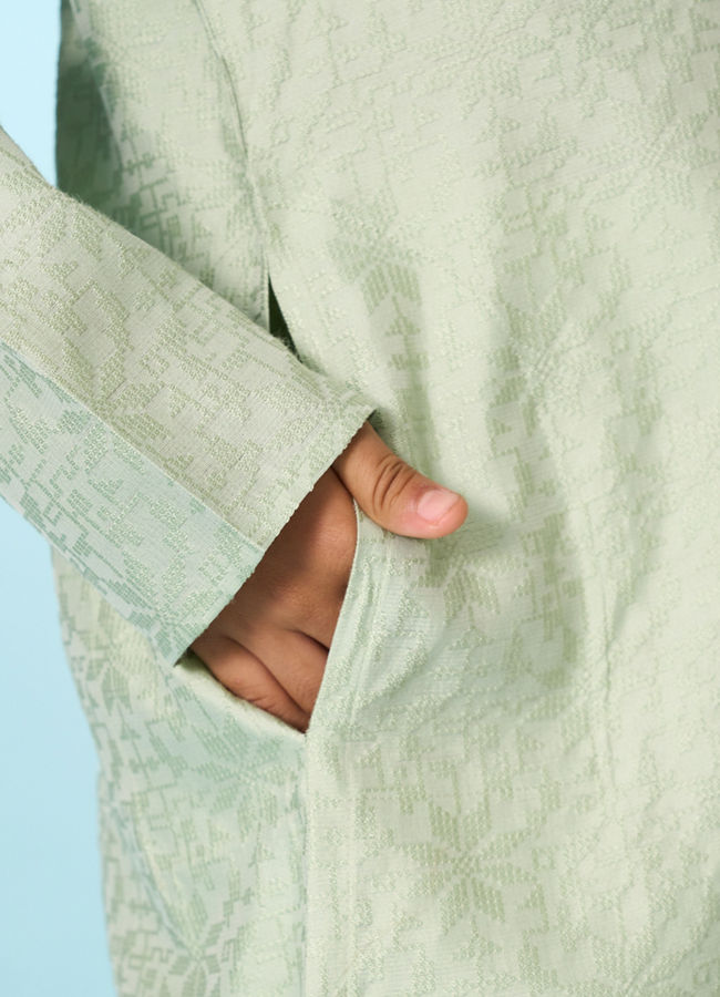 Manyavar Boys Radiant Green Kurta Pajama