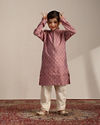 Boys Light Lilac Buta Patterned Kurta Set image number 2