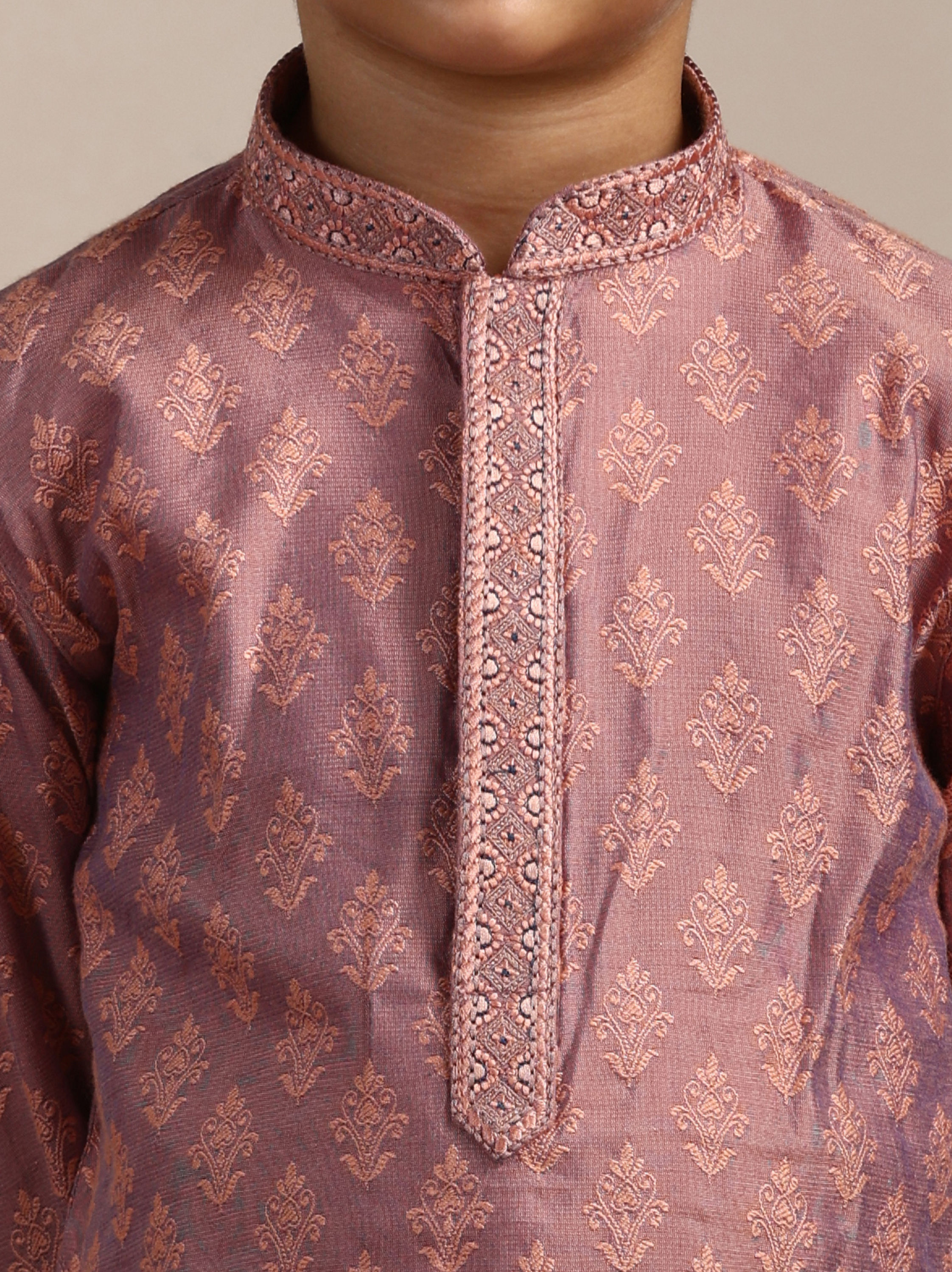 Manyavar Boys Boys Light Lilac Buta Patterned Kurta Set