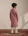 alt message - Manyavar Boys Boys Light Lilac Buta Patterned Kurta Set image number 4