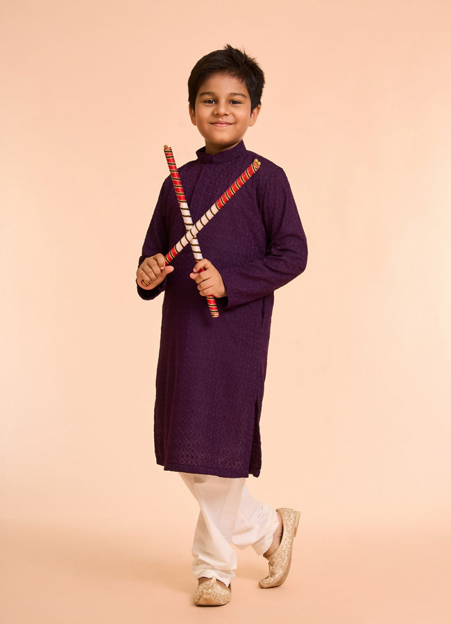 Manyavar Boys Majestic Purple Kurta Pajama Ensemble