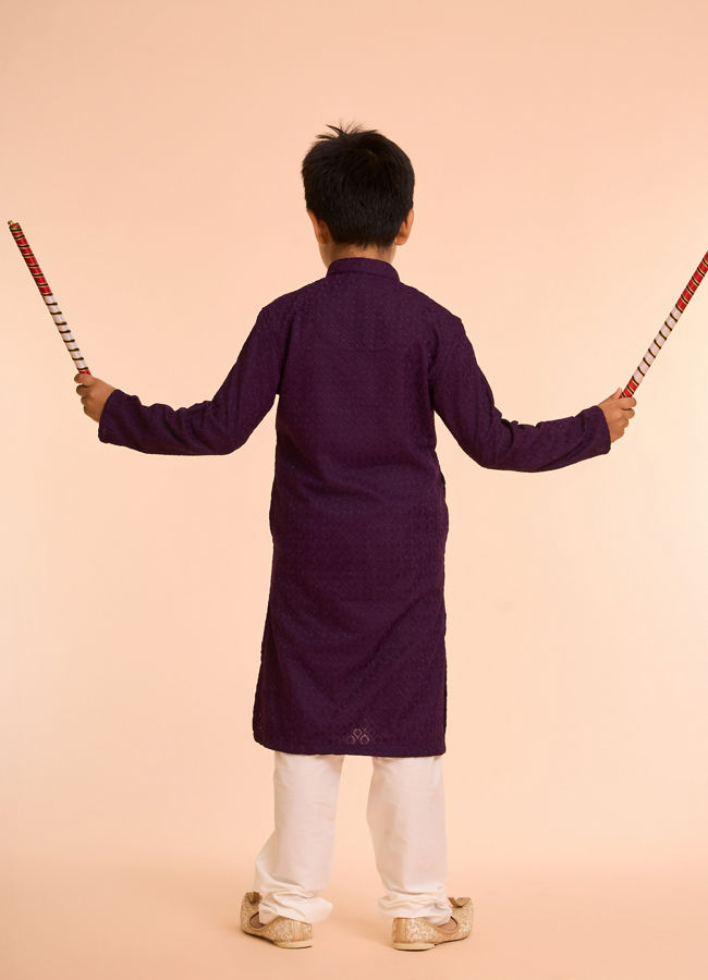 Manyavar Boys Majestic Purple Kurta Pajama Ensemble