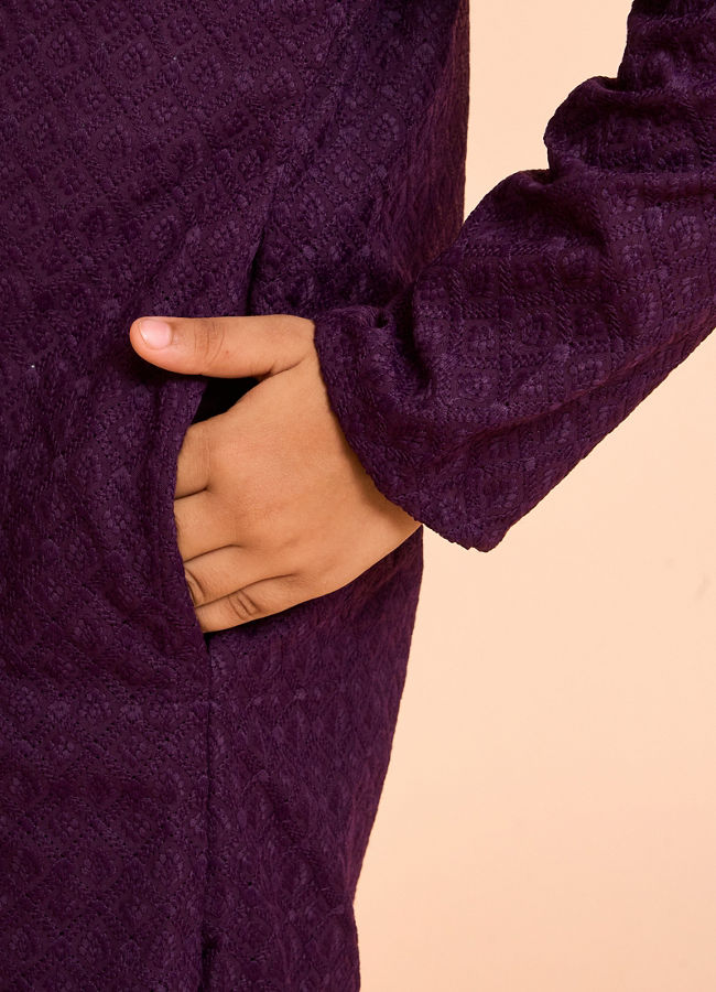 Manyavar Boys Majestic Purple Kurta Pajama Ensemble