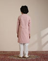 Manyavar Boys Boys Rani Pink Jaal Patterned Kurta Set