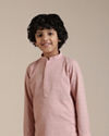 Manyavar Boys Boys Rani Pink Jaal Patterned Kurta Set image number 0