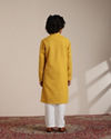 Manyavar Boys Mustard Cotton Chikankari Thread Work Kurta Set