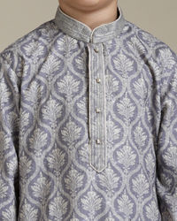 Manyavar Boys Boys Light Purple Ogee Patterned Kurta Set