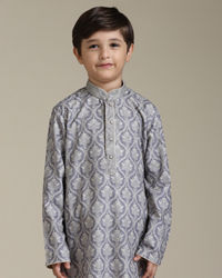 Manyavar Boys Boys Light Purple Ogee Patterned Kurta Set