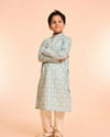 Manyavar Boys Green Hue Cotton Kurta Pajama