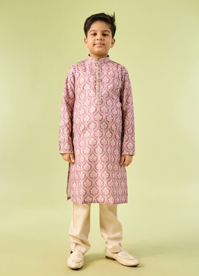 Manyavar Boys Blushing Pink Kurta Pajama