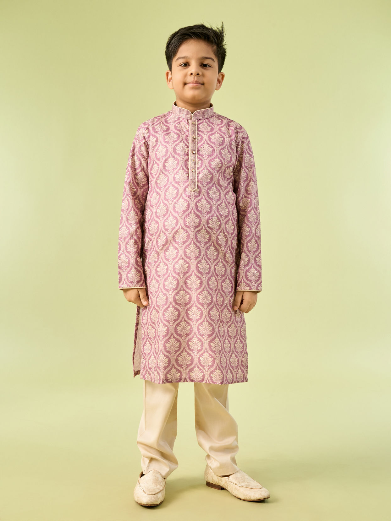 Manyavar Boys Blushing Pink Kurta Pajama
