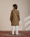 alt message - Manyavar Boys Boys Mustard Yellow Bel Buti Patterned Kurta Set image number 4