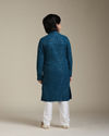Manyavar Boys Boys Teal Blue Chikankari Embroidered Kurta Set with Sequin Work
