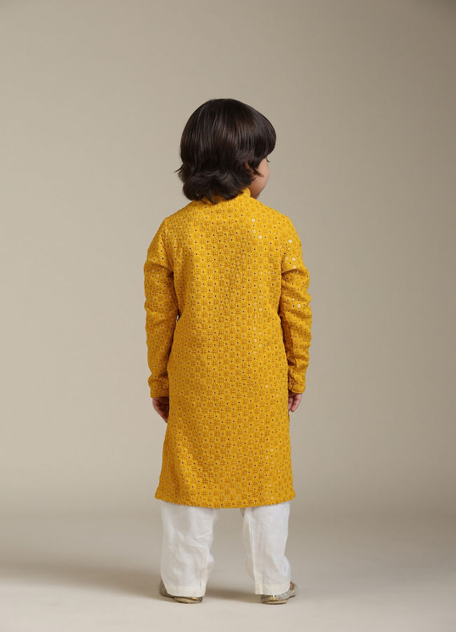 Manyavar Boys Mustard Magnetism Boys Kurta Pajama image number 5