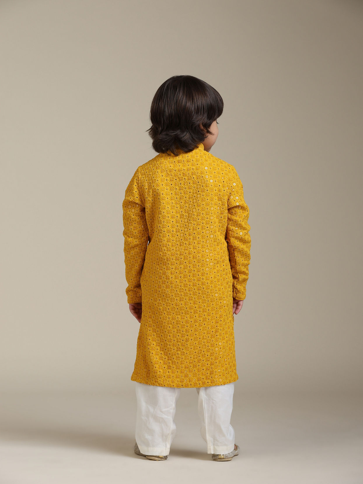 Manyavar Boys Mustard Magnetism Boys Kurta Pajama image number 5