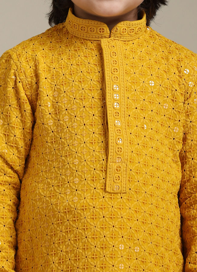 Manyavar Boys Mustard Magnetism Boys Kurta Pajama image number 1