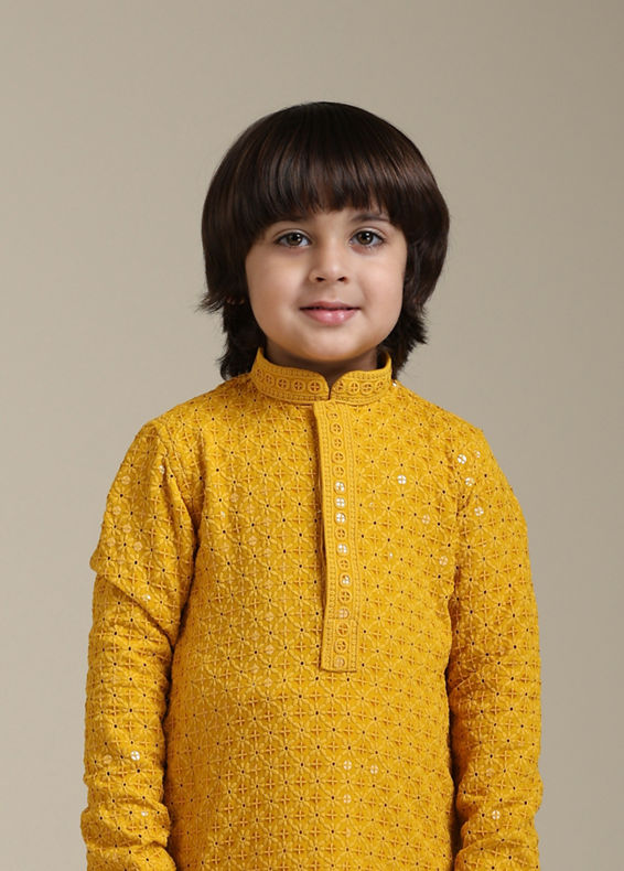 Manyavar Boys Mustard Magnetism Boys Kurta Pajama