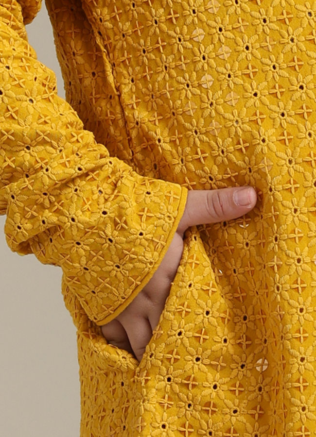 Manyavar Boys Mustard Magnetism Boys Kurta Pajama