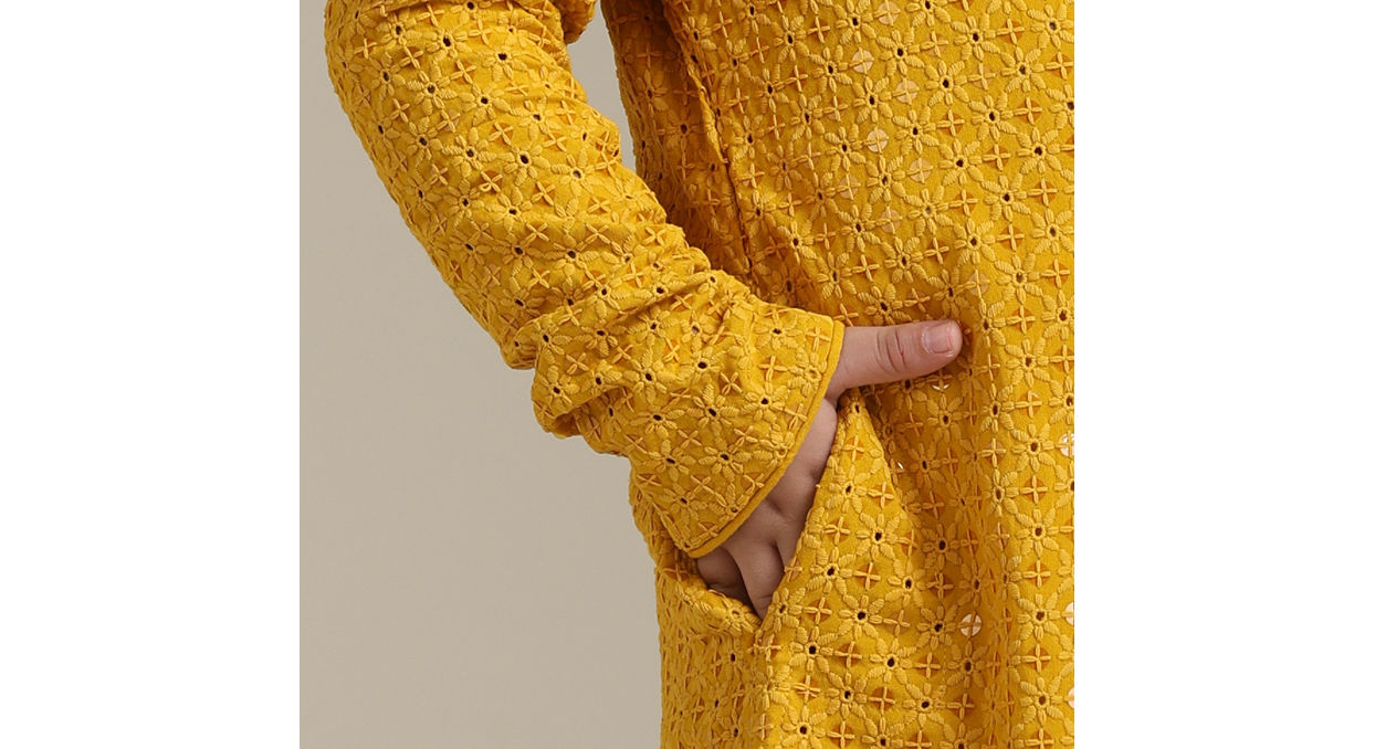 Manyavar Boys Mustard Magnetism Boys Kurta Pajama