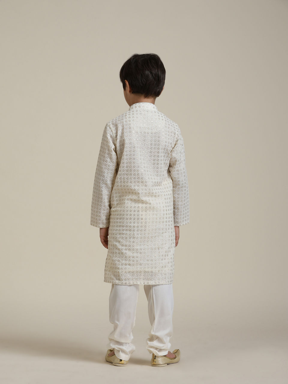 Manyavar Boys Boys Cream White Buta Patterned Kurta Set