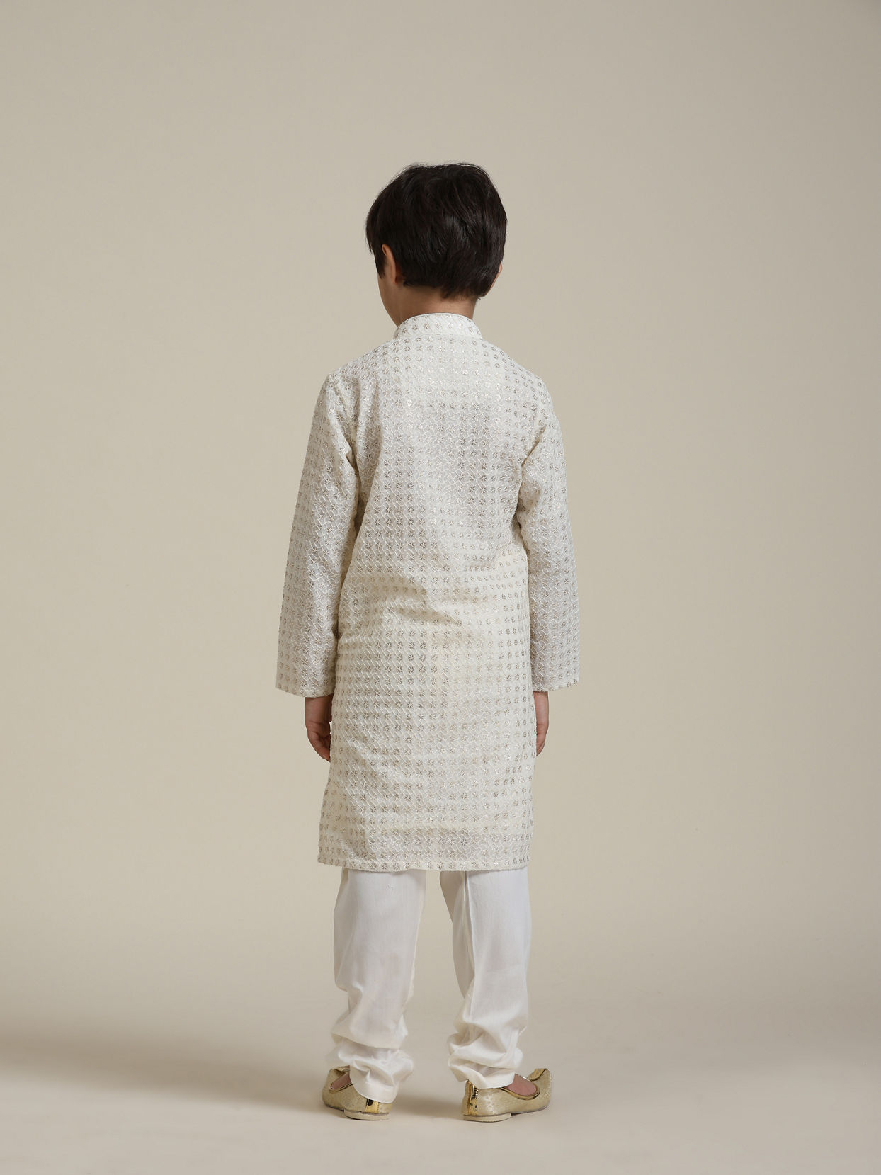 Manyavar Boys Boys Cream White Buta Patterned Kurta Set