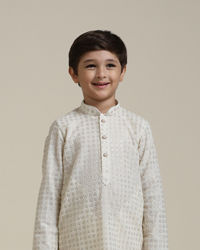 Manyavar Boys Boys Cream White Buta Patterned Kurta Set