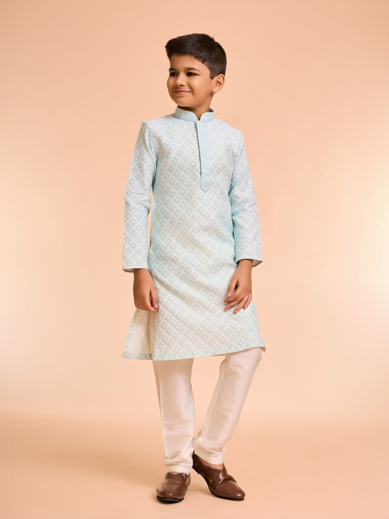 Manyavar Boys Light Blue Celebration Kurta Pajama