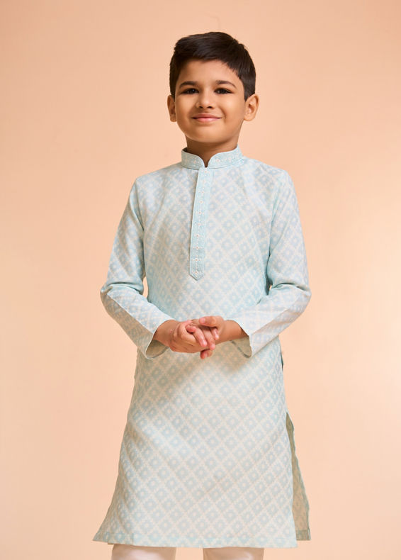 Manyavar Boys Light Blue Celebration Kurta Pajama