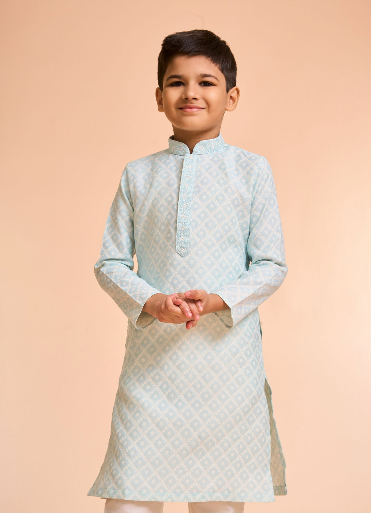 Manyavar Boys Light Blue Celebration Kurta Pajama