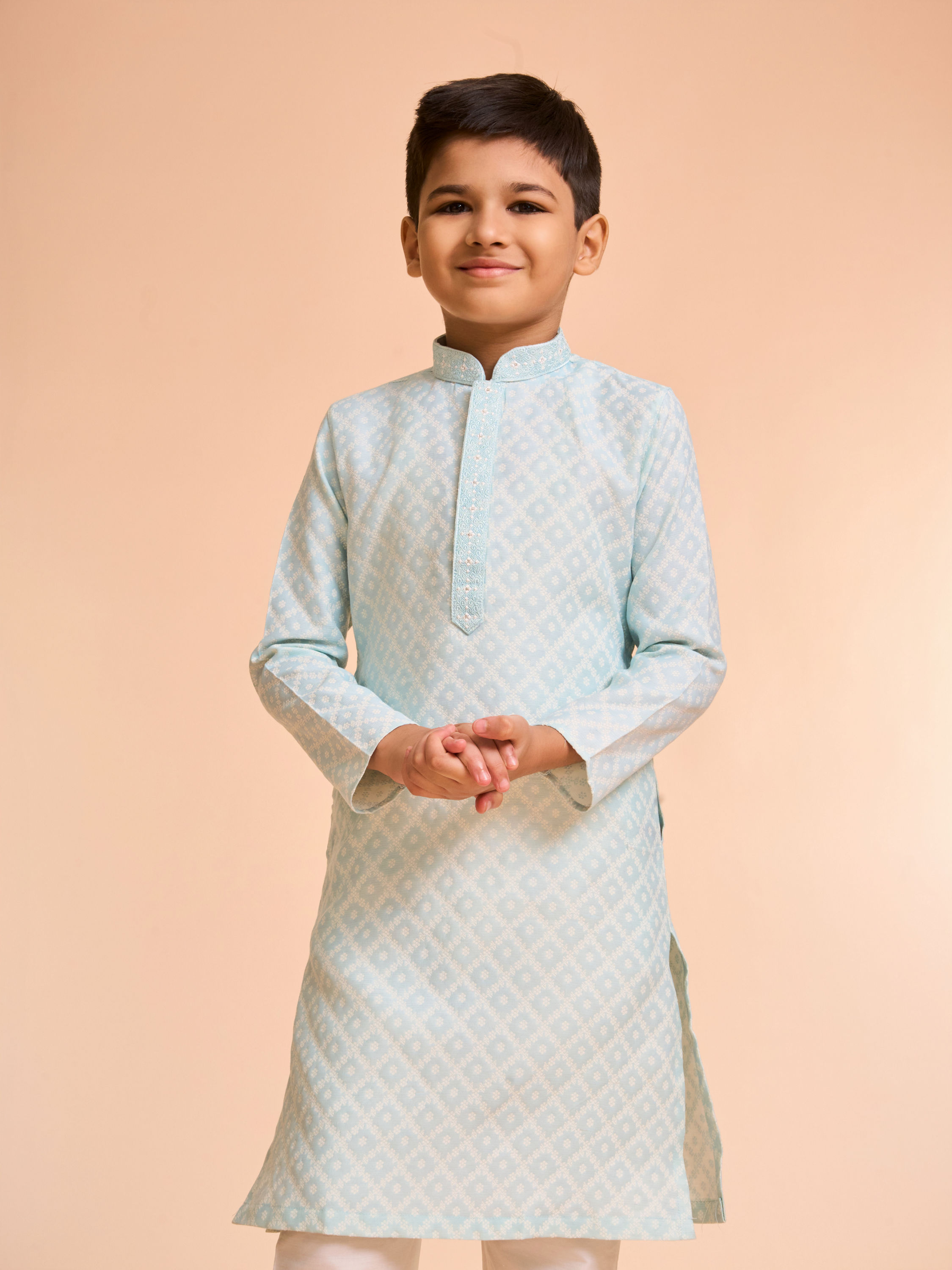 Manyavar Boys Light Blue Celebration Kurta Pajama