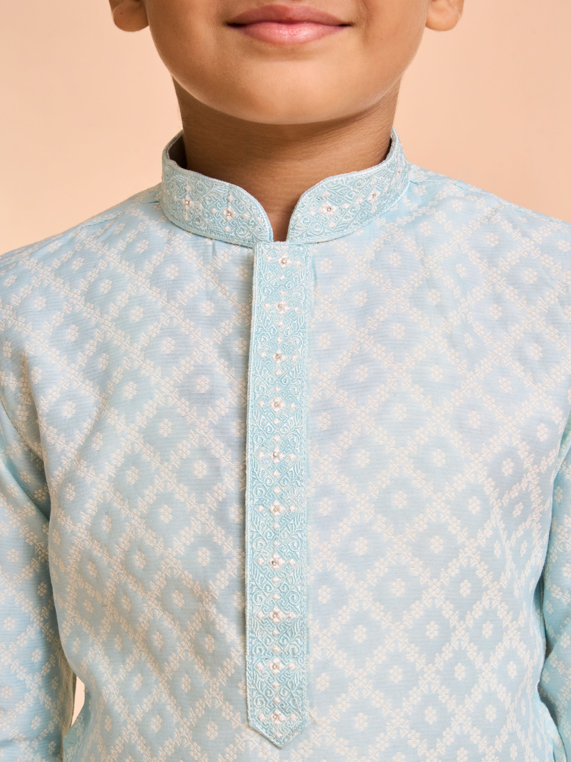 Manyavar Boys Light Blue Celebration Kurta Pajama