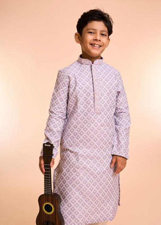 Manyavar Boys Lilac Festivity Kurta Pajama