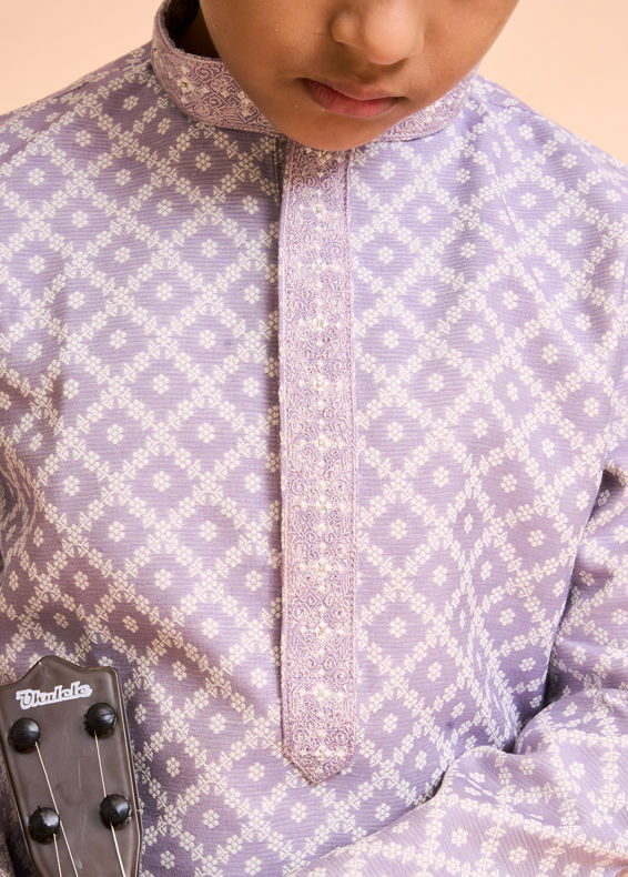 Manyavar Boys Lilac Festivity Kurta Pajama