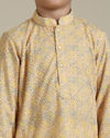 Manyavar Boys Boys Mustard Yellow Chikankari Kurta Set in Circular Pattern