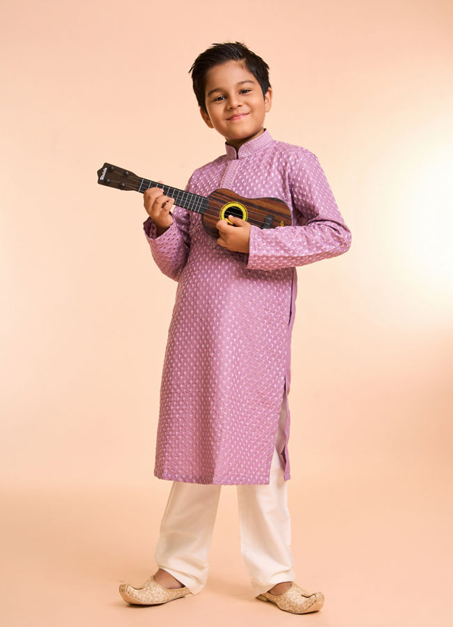 Manyavar Boys Lilac Elegance Kurta Pajama