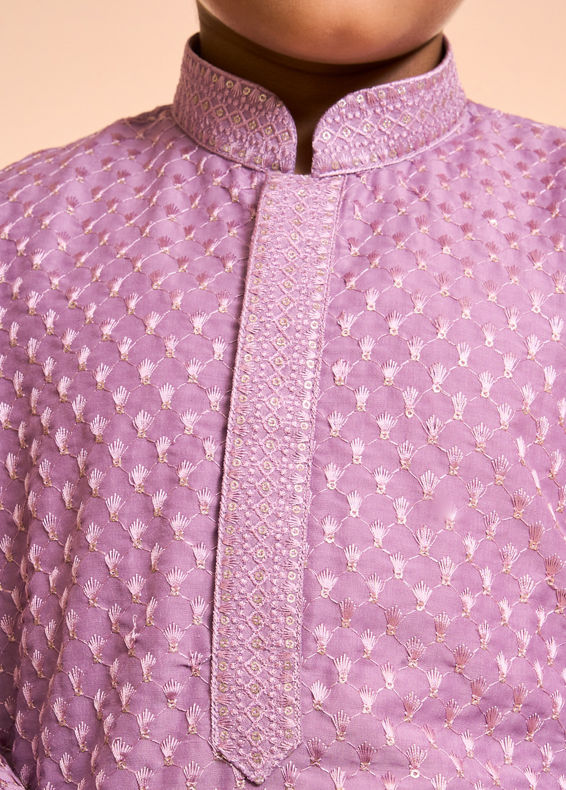 Manyavar Boys Lilac Elegance Kurta Pajama