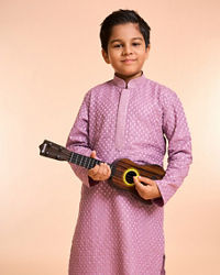 Manyavar Boys Lilac Elegance Kurta Pajama
