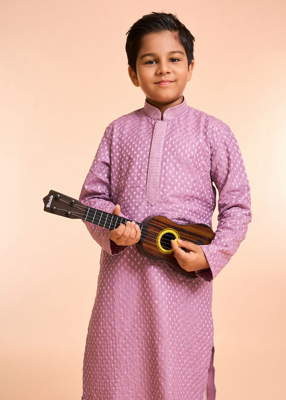 Manyavar Boys Lilac Elegance Kurta Pajama